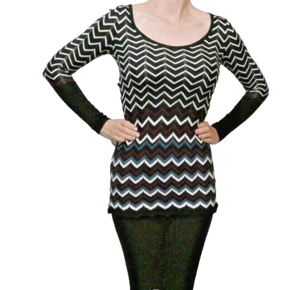 Vintage Top Chevron Stripes Colors Career to Dinner Date WHBM Gorgeous XXS